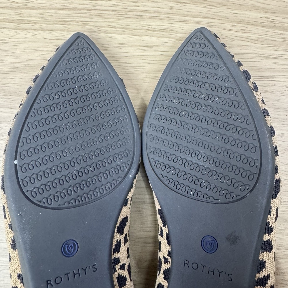Rothys The Point Flats Women's‎ 9 Leopard Cheetah Big Cat Print Tan Black Brown - Picture 15 of 16